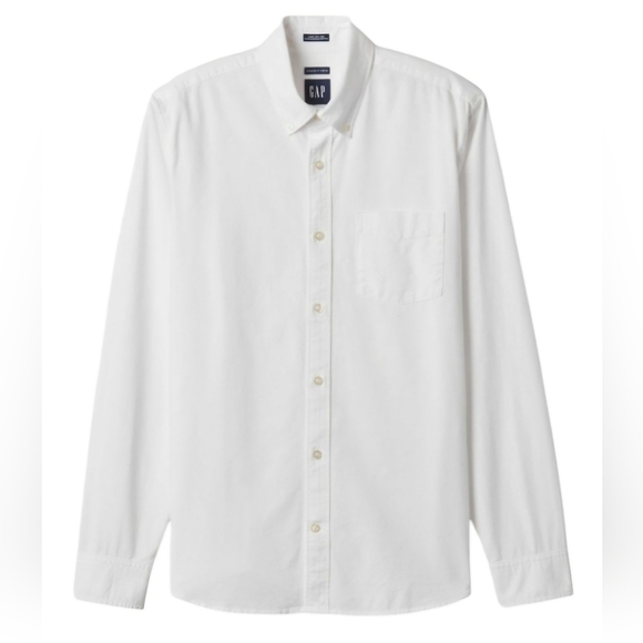 GAP Mens Classic Oxford White Slim Fit Long-sleeved Button-down Shirt sz Large - Picture 1 of 10